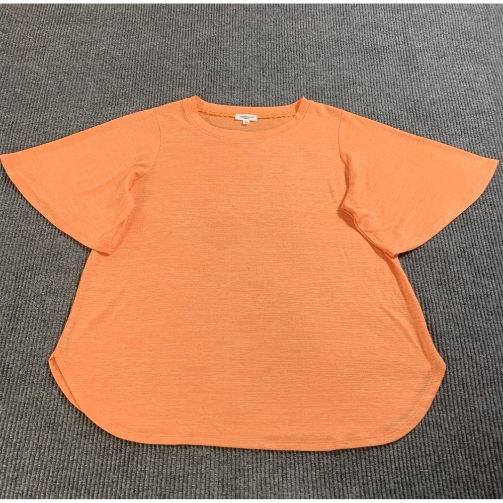Westbound Shirt Womens Plus 1X Pink‎ Short Sleeve Flared Sleeve Stretch Flowy